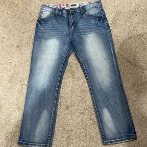 Black Denim Jeans, Relaxed/Straight, Size 38